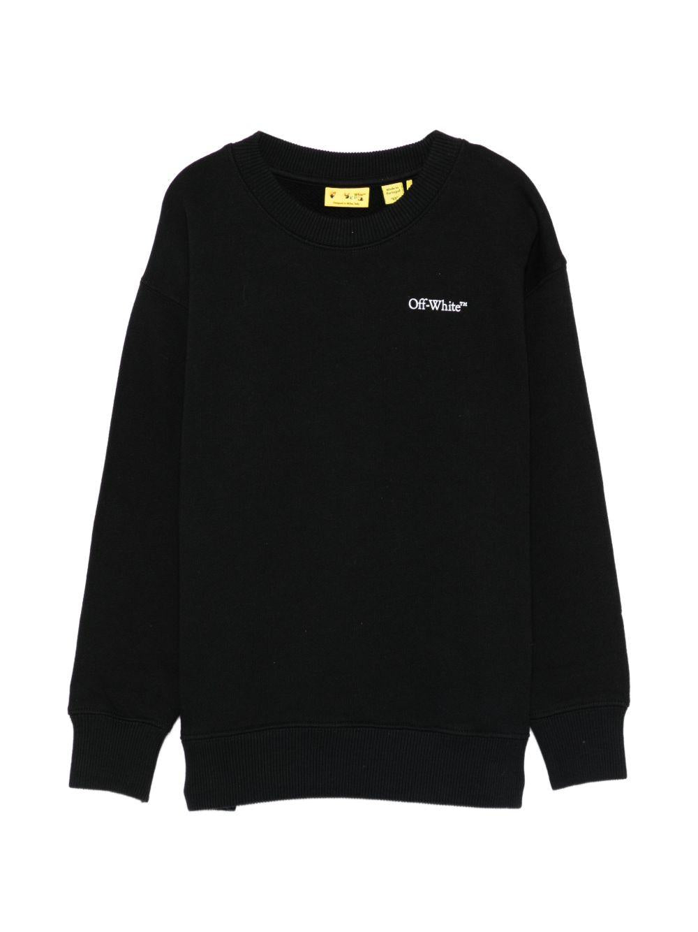 Felpa per bambino Off-White Kids nera con logo sul davanti 44BBA001S26F008 001 OFF WHITE KIDS 