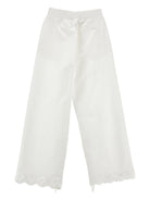 Pantaloni per bambina Monnalisa bianchi con ricamo a fiori 17G400 7014 0001 MONNALISA KIDS 