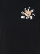 T-shirt per bambini Moschino Kids nera con stampa Teddy Bear HUM05OLAA03 60100 MOSCHINO KIDS 