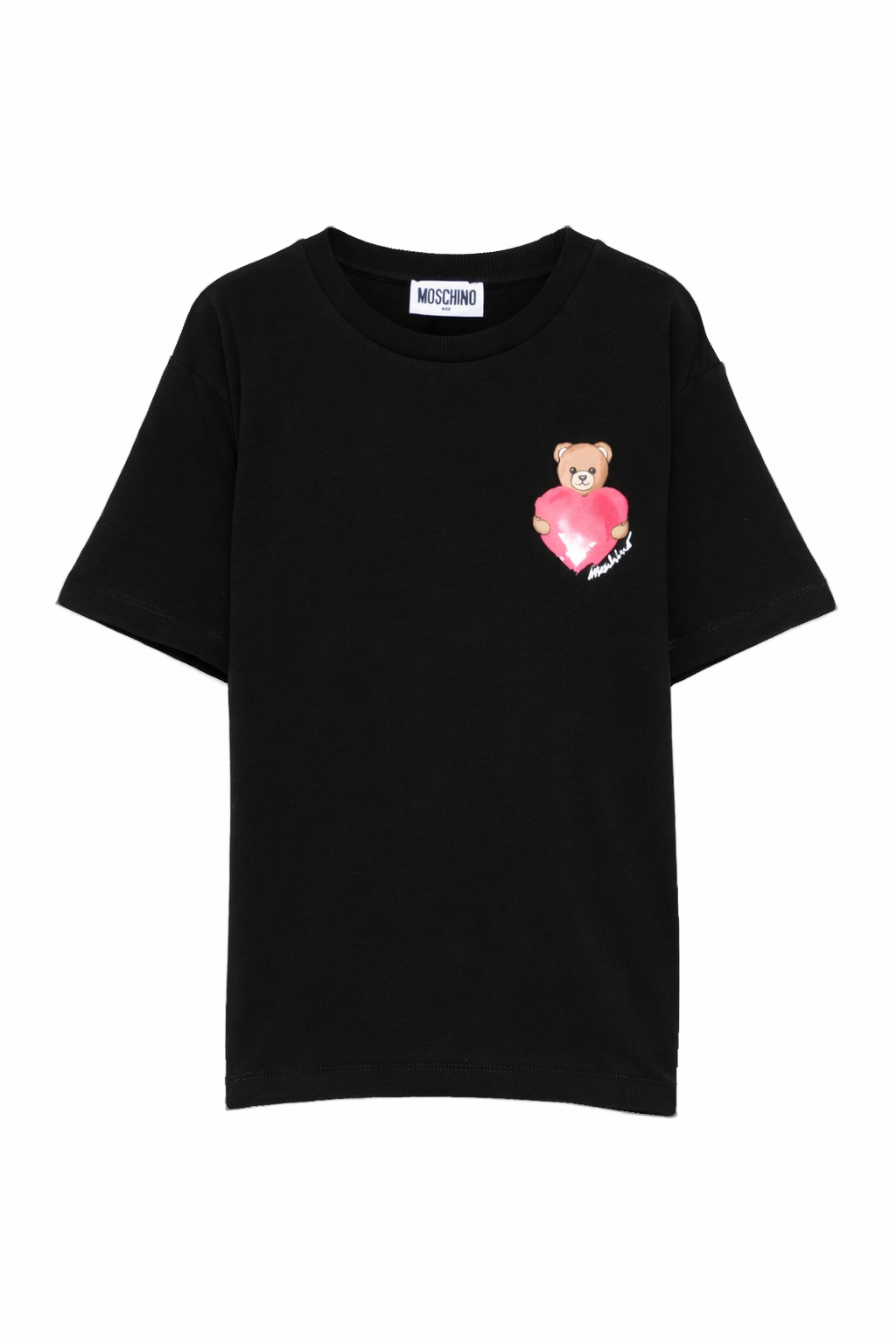 T-shirt per bambina Moschino Kids nera con stampa Teddy HDM076LBA00 60100 MOSCHINO KIDS 