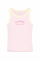 Canotta per bambina MC2 Saint Barth  Kids rosa con logo ricamato sul davanti BLUE002 03366L MC2 ST. BARTH KIDS 