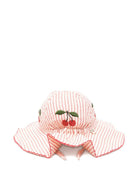 Cappello seersucker per neonata Konges Slojd beige con motivo a righe KS105348 AMOUR STRIPE KONGES SLOJD 