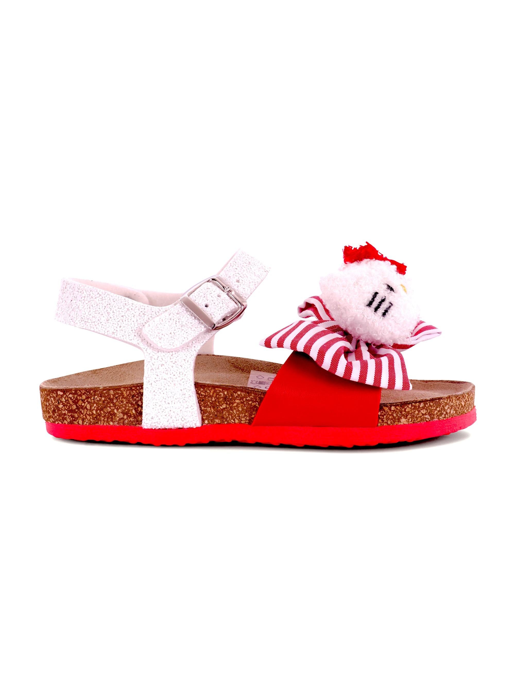 Sandali per bambina Monnalisa bianco e rosso con fiocco e dettaglio Hello Kitty 8CG015 7702 9944 MONNALISA KIDS 