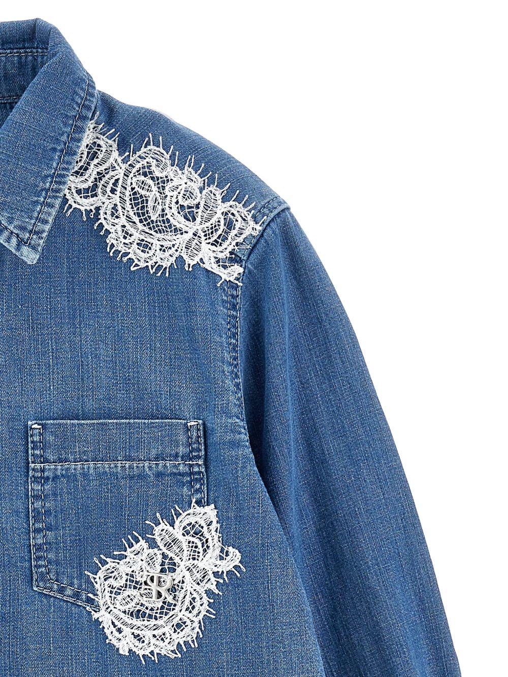 Camicia per bambina Ermanno Scervino Junior in denim con dettaglio in pizzo Z9G303 7736 0055 ERMANNO SCERVINO JUNIOR 