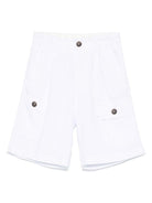 Shorts con pieghe per bambino Paolo Pecora Kids bianco con chiusura frontale PP4025 GESSO PAOLO PECORA KIDS 