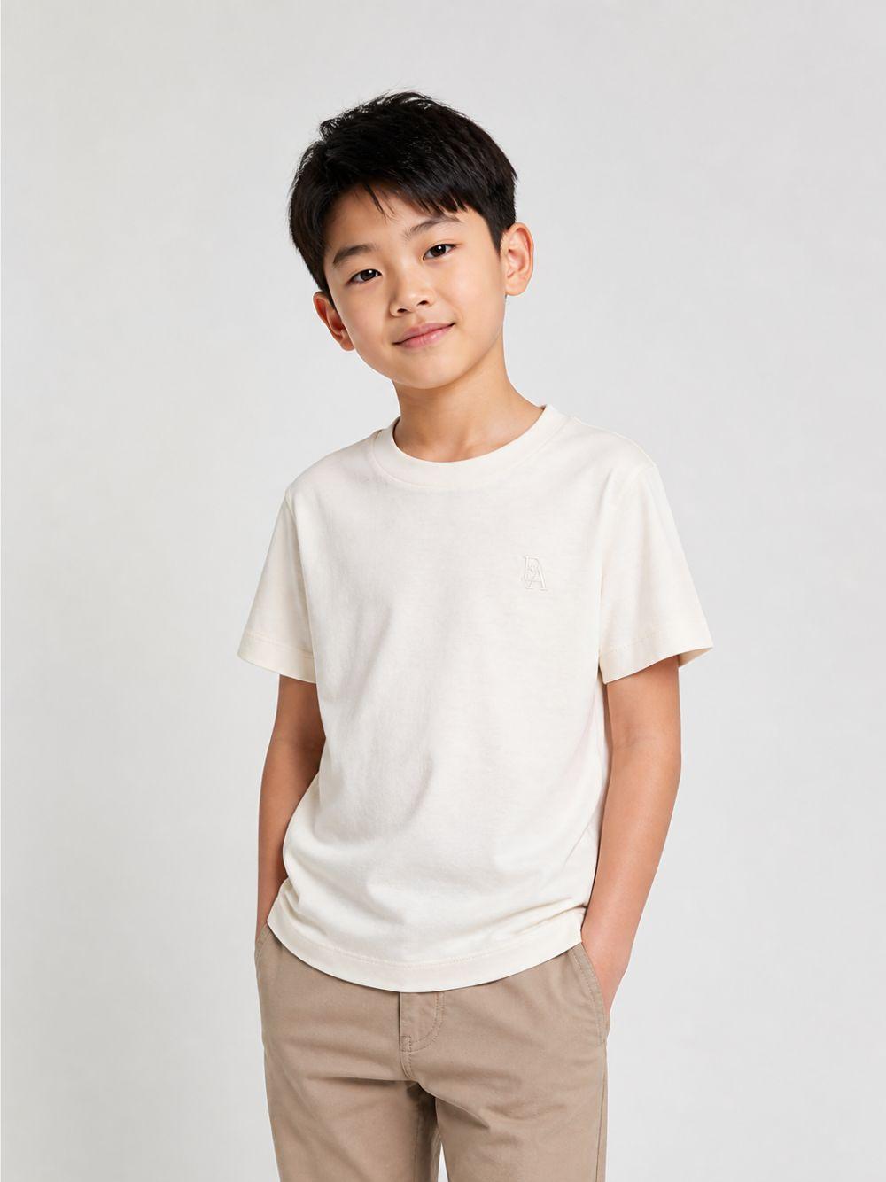 T-shirt per bambino Emporio Armani Kids bianca con patch lettere EB001644 AF10127 U1009 EMPORIO ARMANI KIDS 
