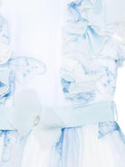 Abito per bambina Monnalisa azzurro con stampa farfalla con dettagli con ruches 71E911 5621 0158 MONNALISA 