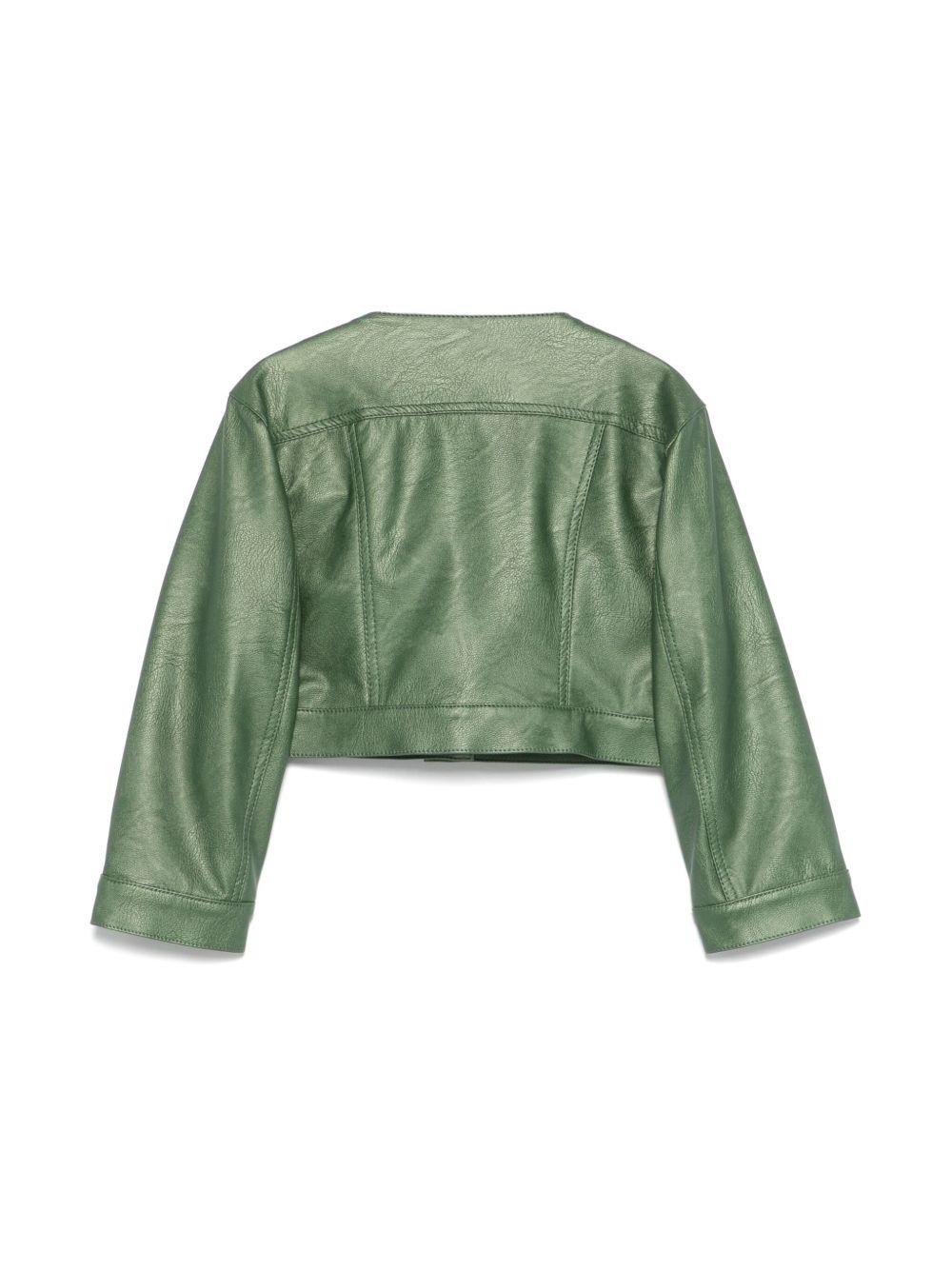 Giacca per bambina Colorichiari verde modello crop senza colletto FJ808178 4114 35 COLORICHIARI KIDS 