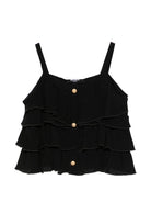 Top per bambina Balmain Kids nero con design a balze BY5A52 K0282 930OR BALMAIN KIDS 