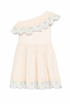 Abito per bambina Molo monospalla beige con dettagli a volant 2S26E132 2444 MOLO 