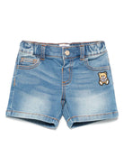 Shorts denim Teddy Bear per neonato Moschino Kids blu con passanti MUQ01KLXE43 40334 MOSCHINO KIDS 