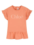 Abito per neonata Chloé Kids arancione con maniche increspate C20896 43A CHLOE' KIDS 