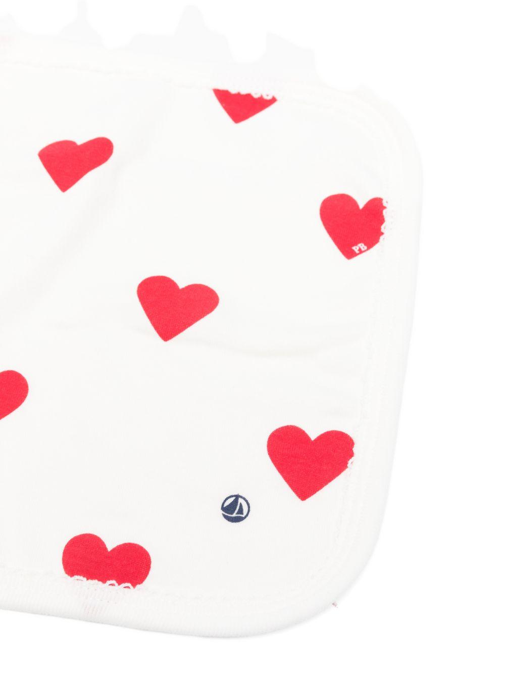 Bavaglino per neonati Petit Bateau bianco con stampa cuori all-over A0DJG 01 PETIT BATEAU 