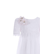 Abito per bambina Monnalisa bianco con applicazione fiori e paillettes 71G906 7910 0001 MONNALISA KIDS 
