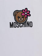 T-shirt per bambina Moschino Kids bianca con ricamo orsetto HAM03PLAA02 10101 MOSCHINO KIDS 