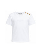 T-shirt per bambini Balmain Kids bianca con dettaglio bottoni sulla spalla BZ8I81 Z3672 100OR BALMAIN KIDS 