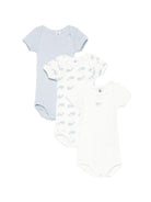 Set di tre body per neonato Petit Bateau azzurro e bianco con motivo balene A0H2F 00 PETIT BATEAU KIDS 