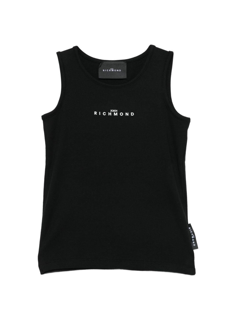 Canotta per bambina John Richmond Junior nera con dettaglio logo RGP26004CN BLACK JOHN RICHMOND KIDS 