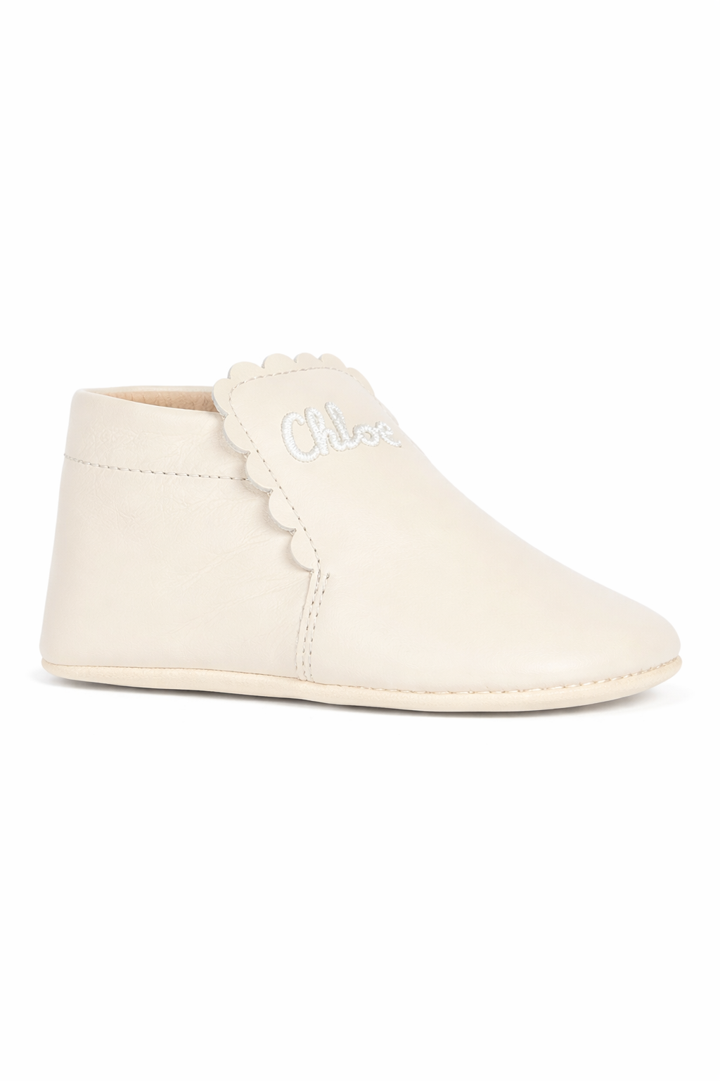 Scarpine primi passi per neonata Chloé Kids beige con ricamo con logo C20944 117 CHLOE' KIDS 