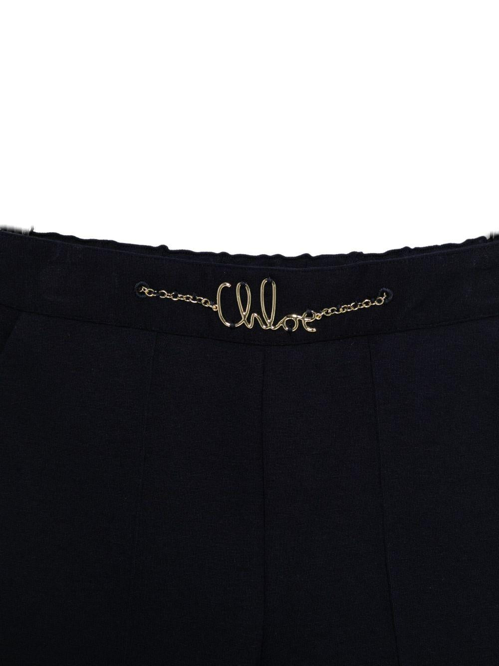 Pantaloni per bambina Chloé Kids blu con dettaglio a catena C20630 859 CHLOE' KIDS 