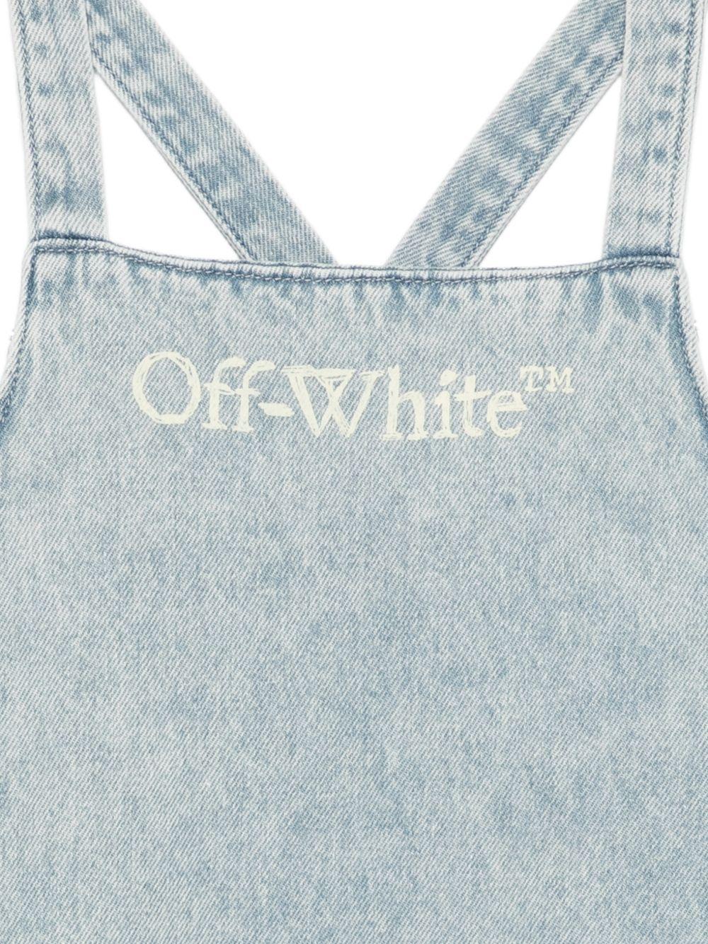 Salopette per bambina Off-White Kids denim con stampa logo 44GYM007S26D001 452 OFF WHITE KIDS 