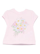 T-shirt per neonata Monnalisa rosa in jersey con stampa bouquet 39E612 5002 0090 MONNALISA 