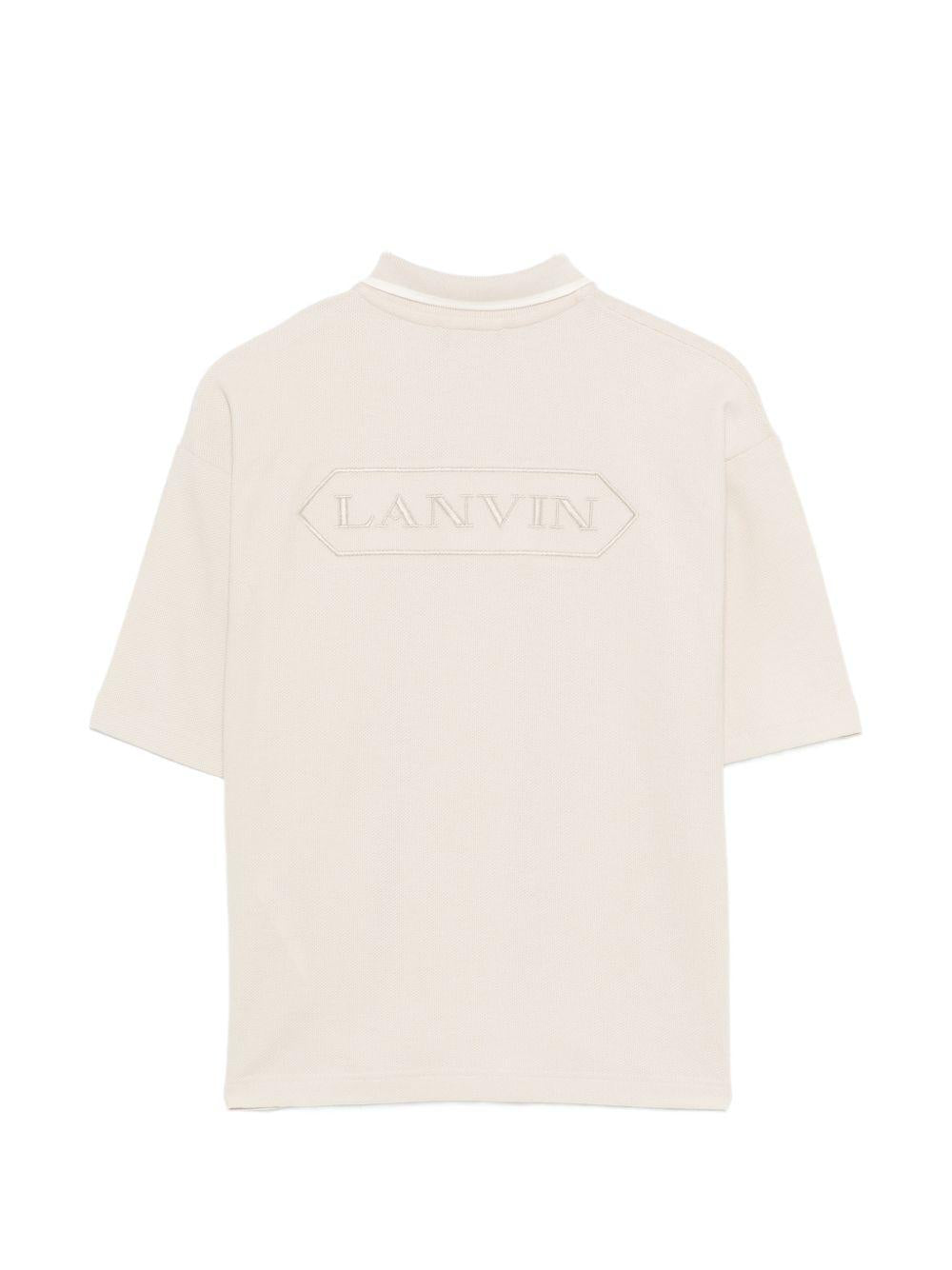 T-shirt per bambino Lanvin Enfant beige con colletto stile polo N30381 180 LANVIN KIDS 