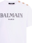T-shirt per bambino Balmain Kids bianca con bottoni dorati BY8Q81 Z3672 100OR BALMAIN KIDS 