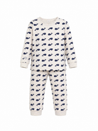 Set t-shirt e pantaloni per bambino Petit Bateau bianco con stampa balene all-over A0DBO 01 PETIT BATEAU 