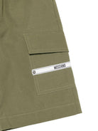 Shorts cargo per bambino Moschino Kids verde con stampa logo HUQ02ILLA14 30037 MOSCHINO KIDS 
