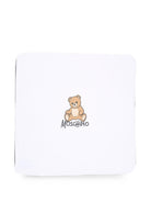 Coperta per neonati Moschino Kids bianca con dettaglio Teddy Bear MTB00FLCA40 10101 MOSCHINO KIDS 
