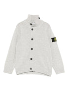 Cardigan per bambino Stone Island Junior grigio a collo alto con bottoni L2S165100003S00M1 V0M64 STONE ISLAND KIDS 