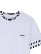 T-shirt per bambino Boss Kids bianco con logo sul petto J52981 10P BOSS KIDS 