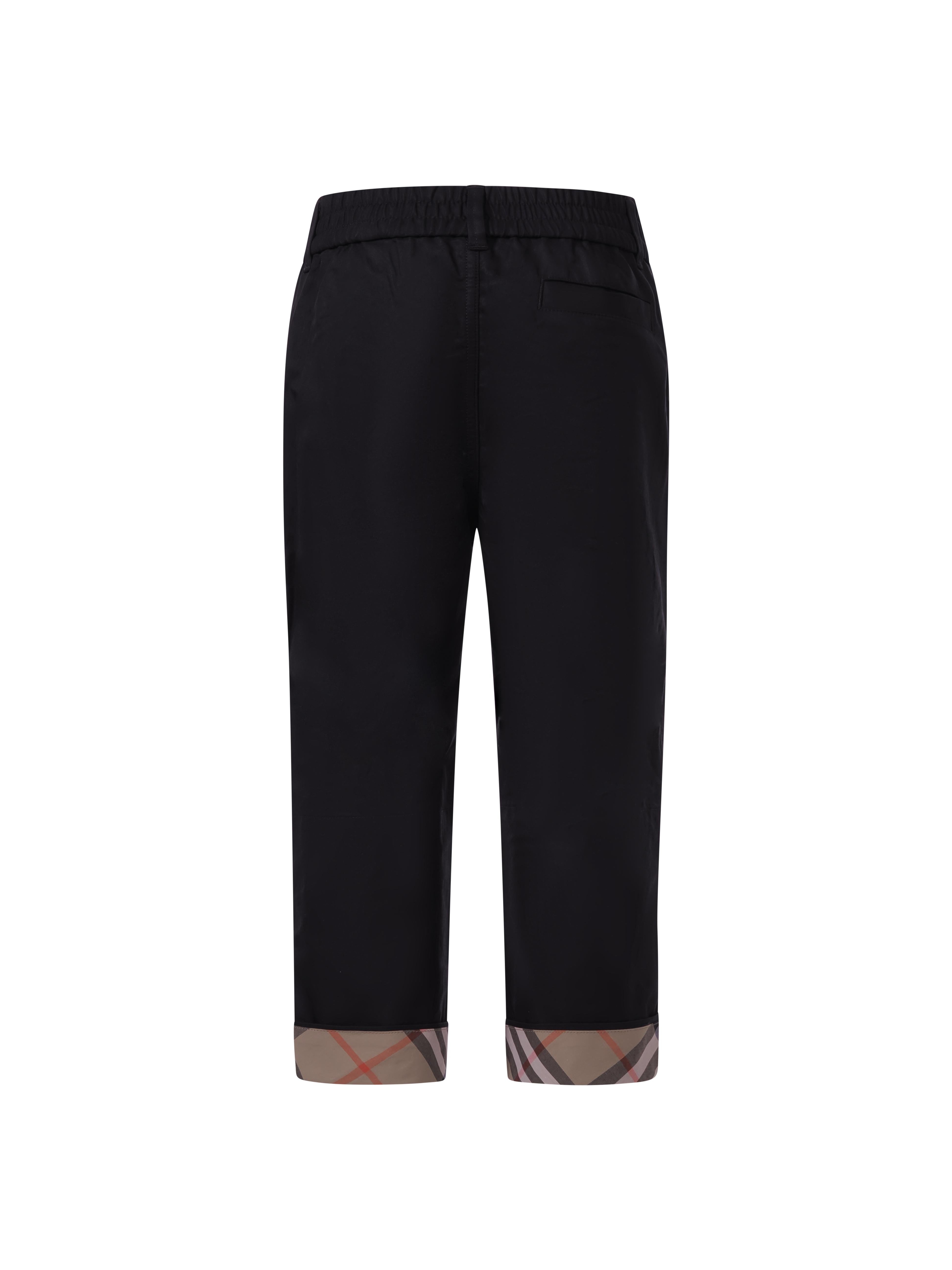 Pantaloni per bambino Burberry Kids neri con dettaglio con caratteristico motivo Vintage Check 8117171 A1189 BURBERRY KIDS 