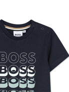 T-shirt per neonato Boss Kids blu navy a girocollo J52889 849 BOSS KIDS 