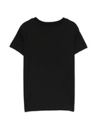 T-shirt per bambini Moschino Kids nera con logo a spirale sul davanti HXM058LAA02 60100 MOSCHINO KIDS 