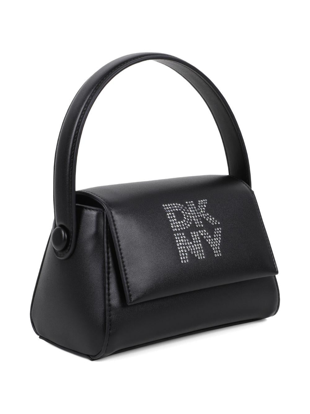 Borsa tote per bambina DKNY Kids nera con logo con strass D62685 09B DKNY KIDS 