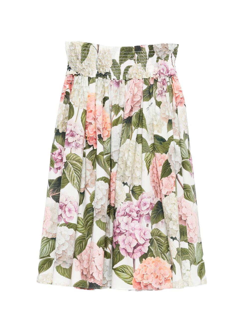 Gonna per bambina Dolce & Gabbana Kids bianca con stampa a fiori L55I83 HS5T6 HA5XG DOLCE & GABBANA KIDS 