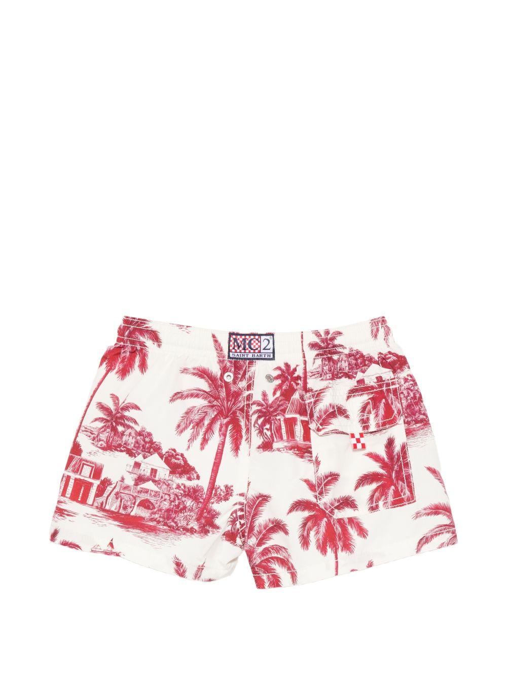Costume per bambino MC2 Saint Barth Kids rosso con stampa Toile de Jouy JEA0001 01002L MC2 ST. BARTH KIDS 