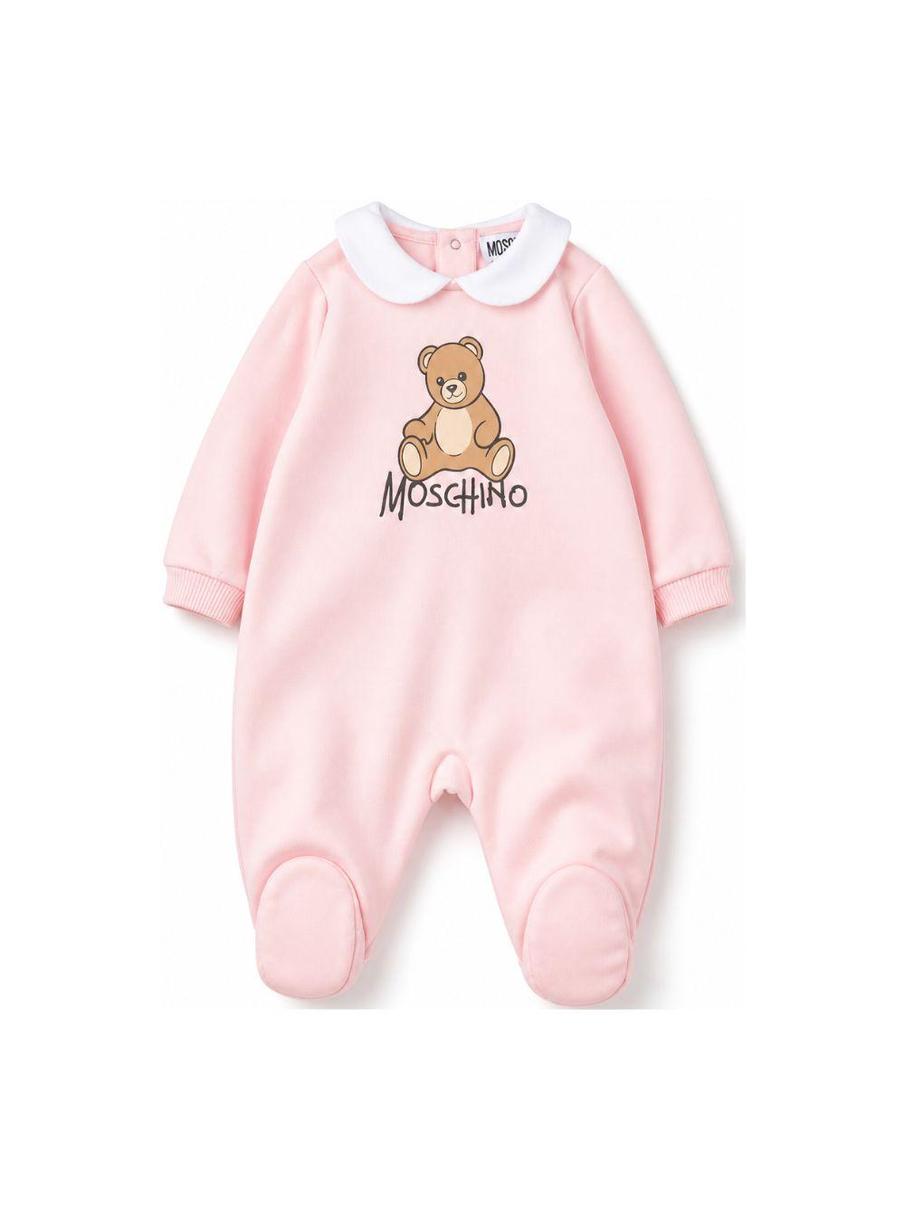 Tutina per neonato Moschino Kids rosa con dettaglio Teddy Bear M5Y037LCA40 50209 MOSCHINO KIDS 