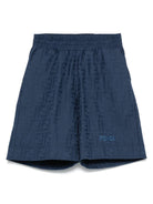 Bermuda junior in cotone per bambino Fendi Kids blu con logo allover JMF520 AS64 F1I11 FENDI KIDS 