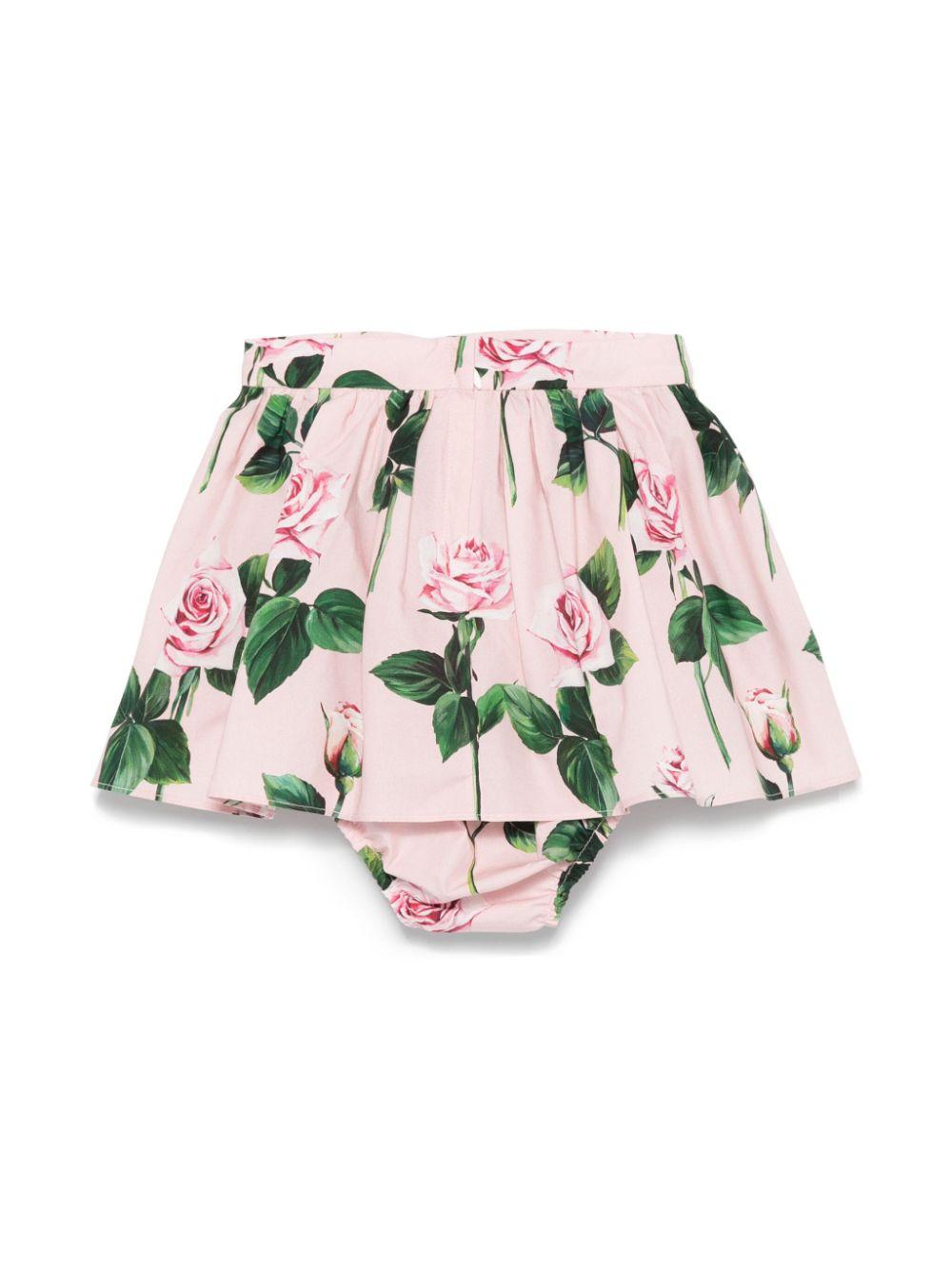 Gonna per neonata Dolce & Gabbana Kids rosa a fiori con pantaloncini abbinati L25I20 HS5S8 HF5IZ DOLCE & GABBANA KIDS 