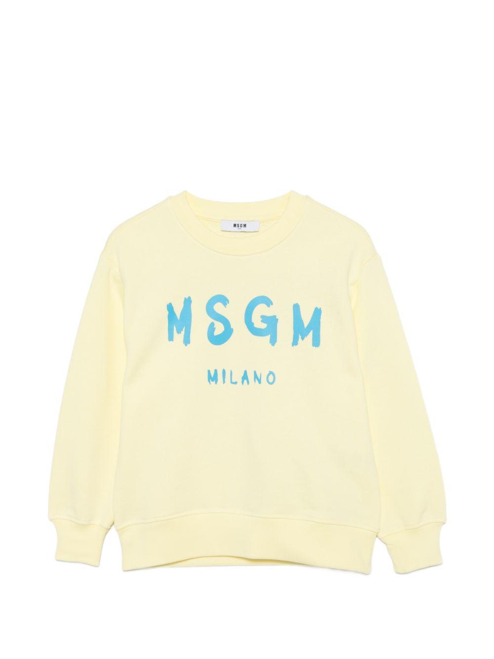 Felpa per bambini MSGM Kids gialla con stampa logo S6MSJUSW007 MS075 MSGM KIDS 
