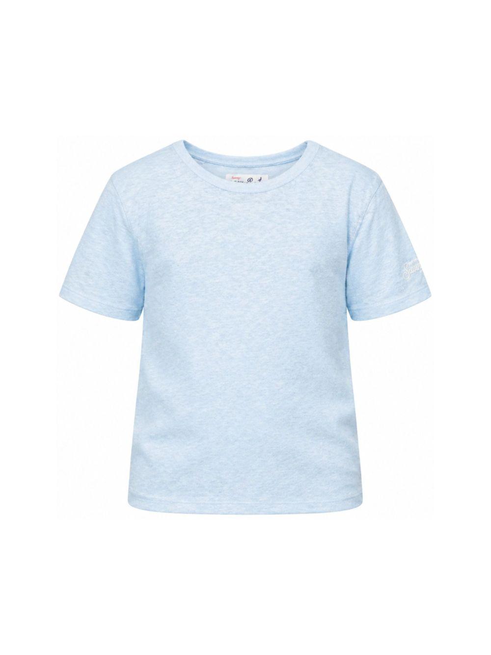 T-shirt per bambini MC2 Saint Barth Kids azzurro con logo sulla manica ALE0002 00555L MC2 ST. BARTH KIDS 