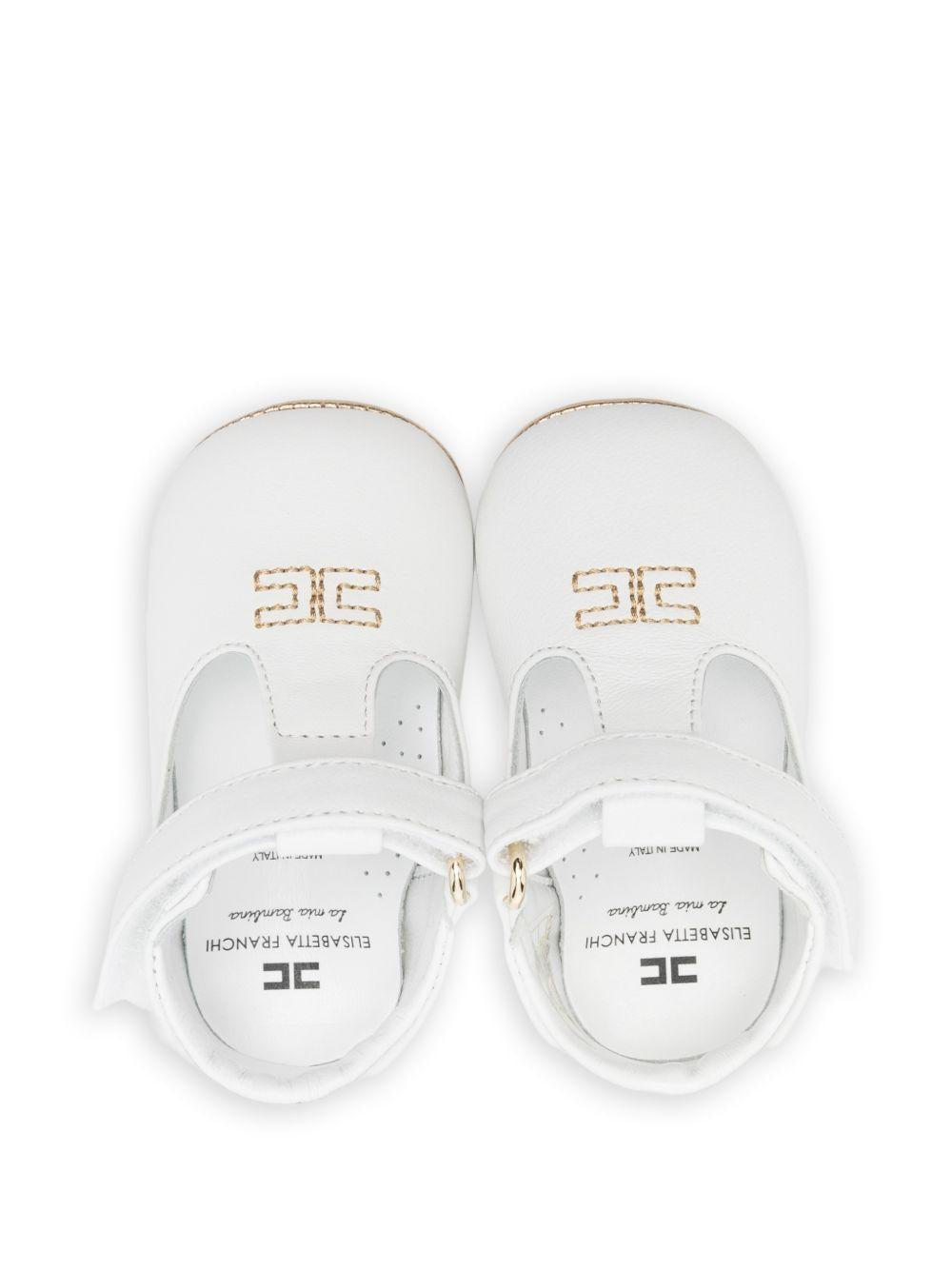 Scarpine primi passi per neonata Elisabetta Franchi La Mia Bambina bianche con ricamo logo F0A3E04601731 B093 ElISABETTA FRANCHI KIDS 