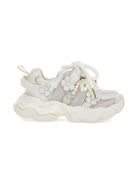 Sneakers per bambina Monnalisa bianche con applicazioni floreali 8CG004 7703 0001 MONNALISA KIDS 