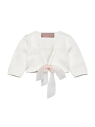Cardigan per neonata La Stupenderia bianco in cotone con orlo e polsini a coste SCSC52802 O23 LA STUPENDERIA KIDS 