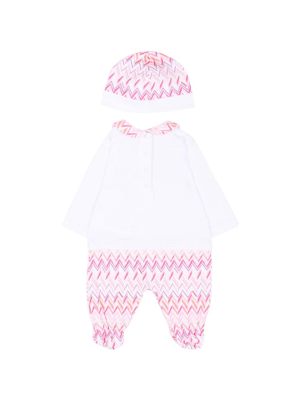 Set tutina e cappellino per neonata Missoni Kids bianco con motivo a zigzag MYB010 Z3672 100FU MISSONI KIDS 