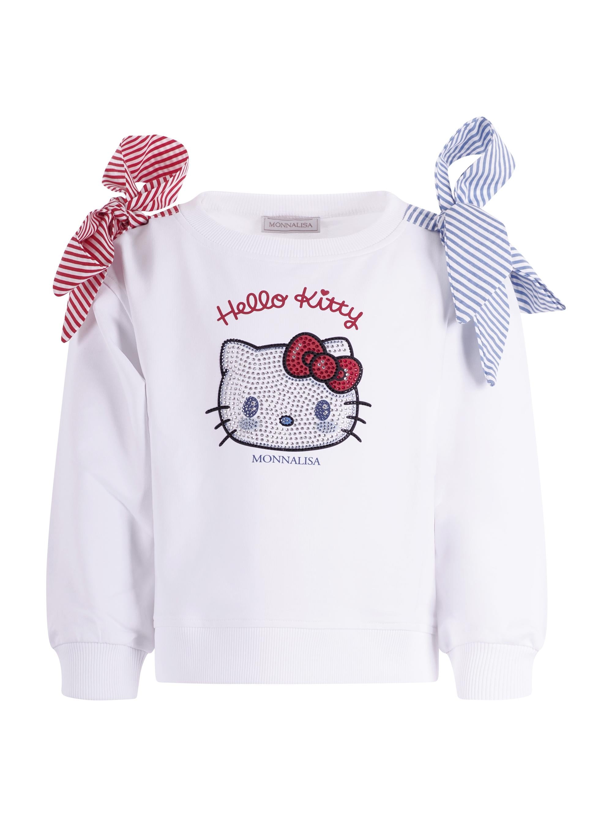Felpa per bambina Monnalisa bianca con decorazione 19G607 7012 0099 MONNALISA KIDS 