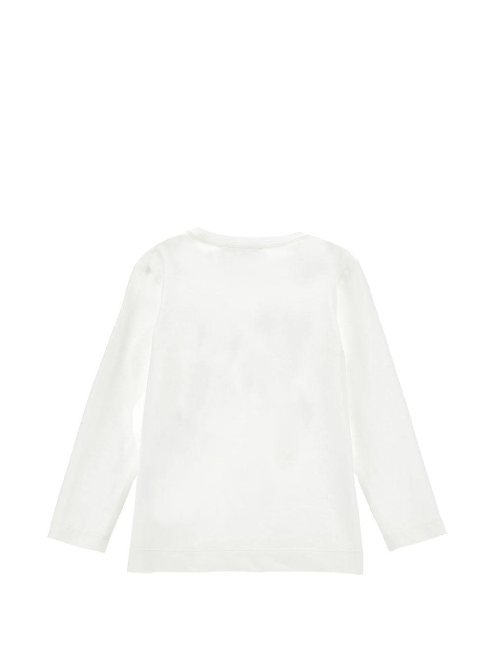 T-shirt per bambina Monnalisa Kids bianca a maniche lunghe con stampa a cuori 11H625 8201 0001 MONNALISA KIDS 